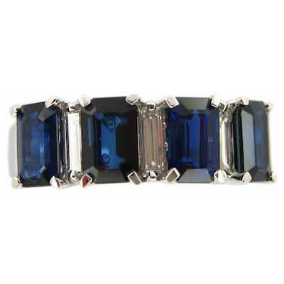 Kabella 18k White Gold Sapphire and 1/3ct TDW Diamond Band (G-H, SI1-SI2) (Size 6.75)