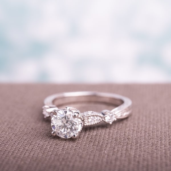 Miadora Signature Collection 14k White Gold 1 1/4ct TDW Vintage Solitaire Diamond Ring. Opens flyout.