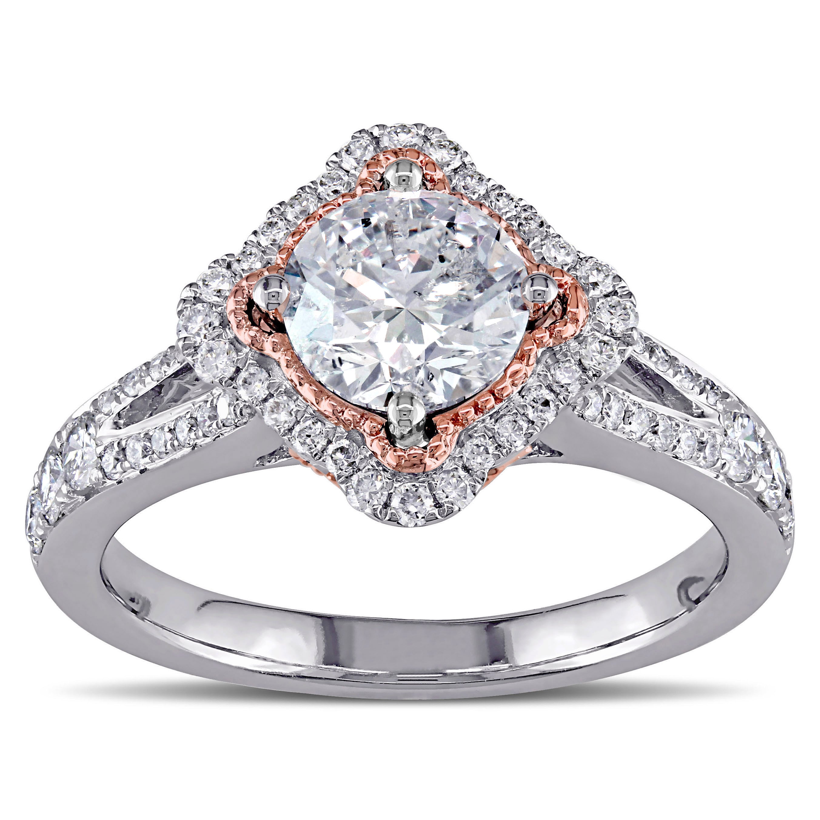 Miadora 14k Two-tone Gold 1 1/2ct TDW Diamond Engagement Ring - White