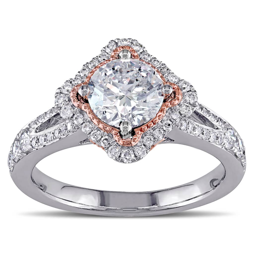 Miadora 14k Two-tone Gold 1 1/2ct TDW Diamond Engagement Ring - White