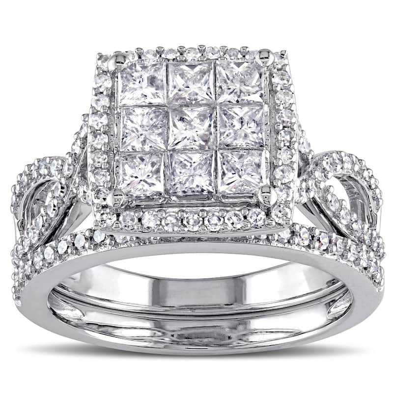 Miadora Signature Collection 10k White Gold 1 1/ 2ct TDW Diamond Bridal Ring Set