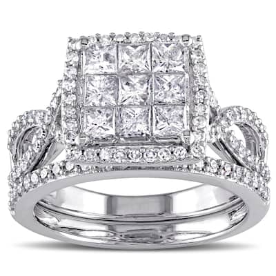 Miadora Signature Collection 10k White Gold 1 1/ 2ct TDW Diamond Bridal Ring Set