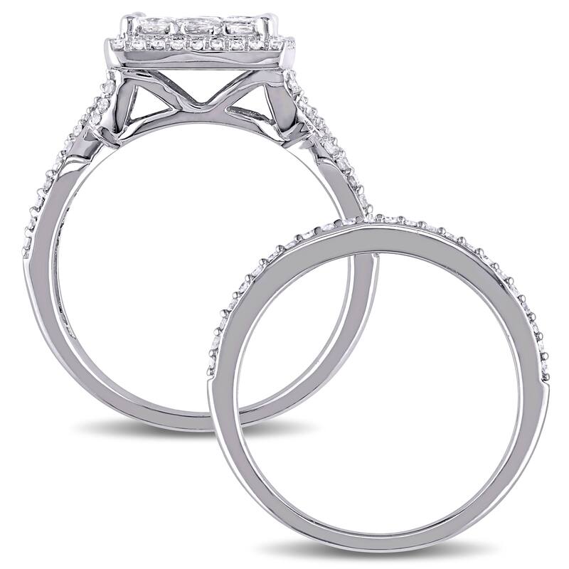 Miadora Signature Collection 10k White Gold 1 1/ 2ct TDW Diamond Bridal Ring Set