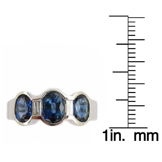 Kabella 14k White Gold Sapphire and 1/5ct TDW Diamond Band (G-H, SI2-I1) (Size 6.75)