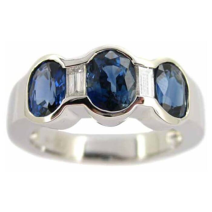 Kabella 14k White Gold Sapphire and 1/5ct TDW Diamond Band (G-H, SI2-I1) (Size 6.75)