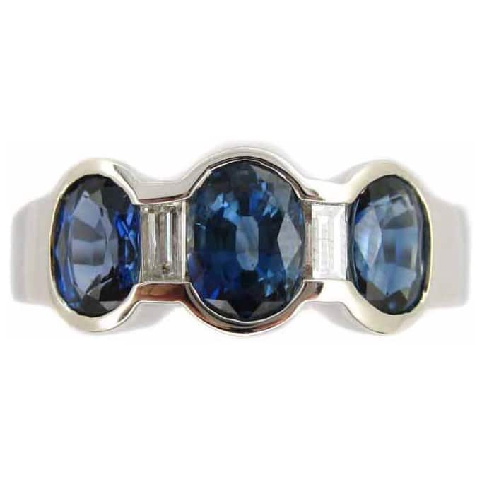 Kabella 14k White Gold Sapphire and 1/5ct TDW Diamond Band (G-H, SI2-I1) (Size 6.75)