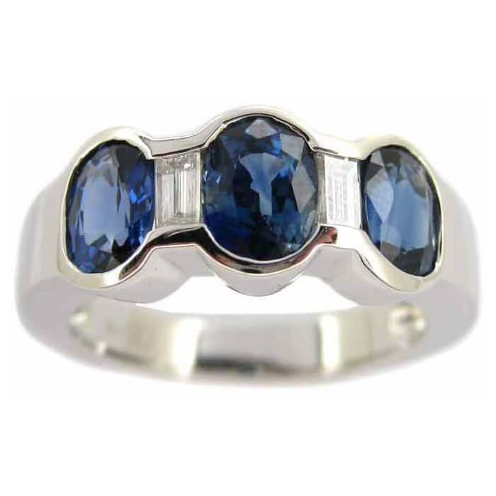 Kabella 14k White Gold Sapphire and 1/5ct TDW Diamond Band (G-H, SI2-I1) (Size 6.75)