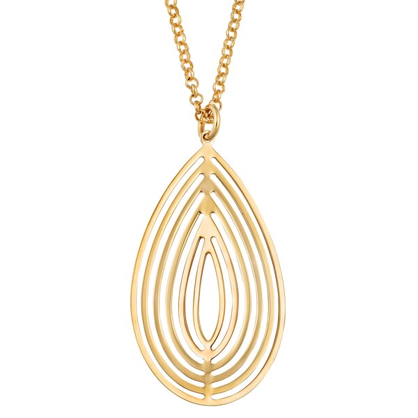 Fremada 18k Yellow Gold Over Sterling Silver Teardrop Wind Chime Fremada 18k Yellow Gold Over Sterling Silver Teardrop Wind Chime Necklace 18 Inch