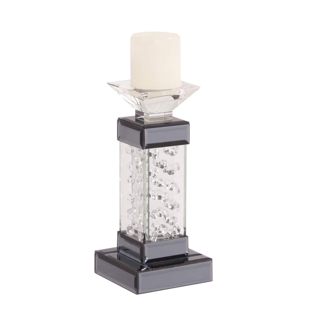 Allan Andrews Small Mirrored Pedestal Candleholder with Glass Crystal Accents