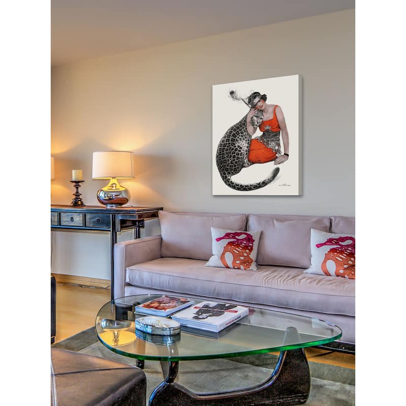 Marmont Hill - "Lady and Leopard" by Sarah Stilwell-Weber Painting Print on Canvas - Multi-Color