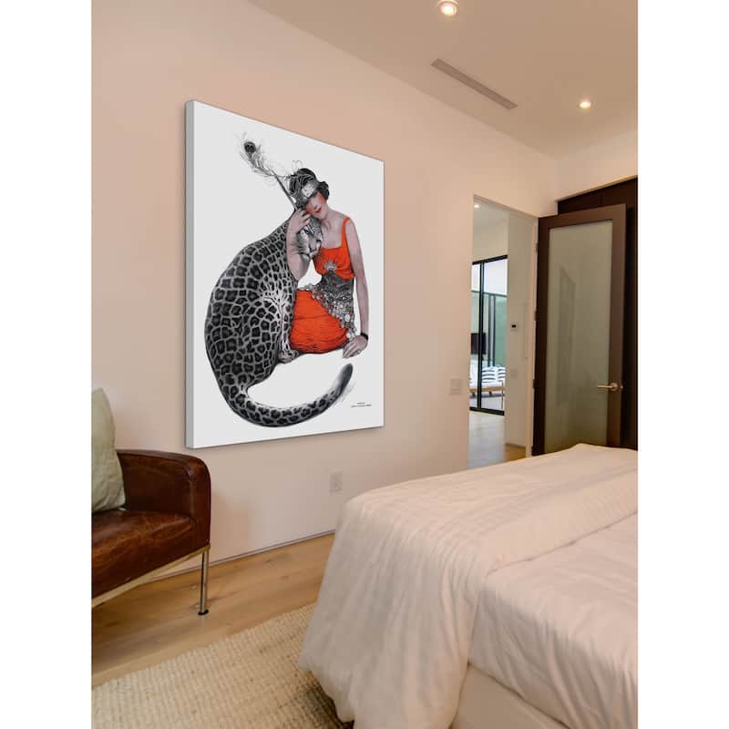 Marmont Hill - "Lady and Leopard" by Sarah Stilwell-Weber Painting Print on Canvas - Multi-Color