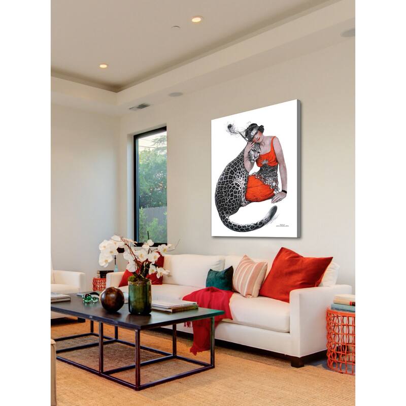 Marmont Hill - "Lady and Leopard" by Sarah Stilwell-Weber Painting Print on Canvas - Multi-Color