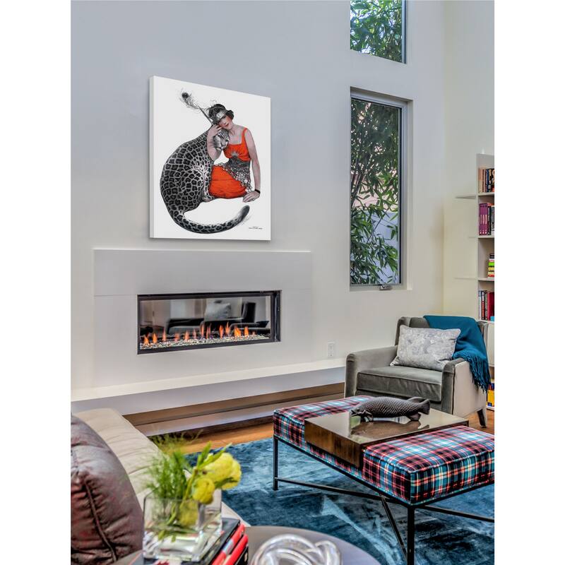 Marmont Hill - "Lady and Leopard" by Sarah Stilwell-Weber Painting Print on Canvas - Multi-Color