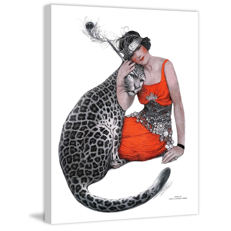 Marmont Hill - "Lady and Leopard" by Sarah Stilwell-Weber Painting Print on Canvas - Multi-Color