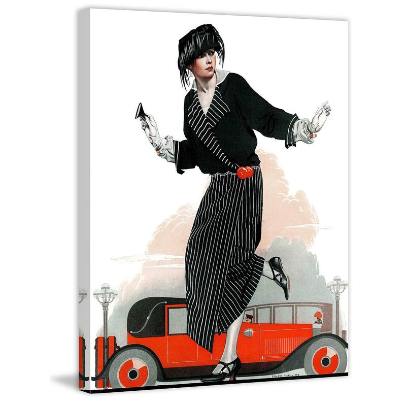 Marmont Hill - "Flapper and Roadster" by Coles Phillips Painting Print on Canvas - Multi-Color