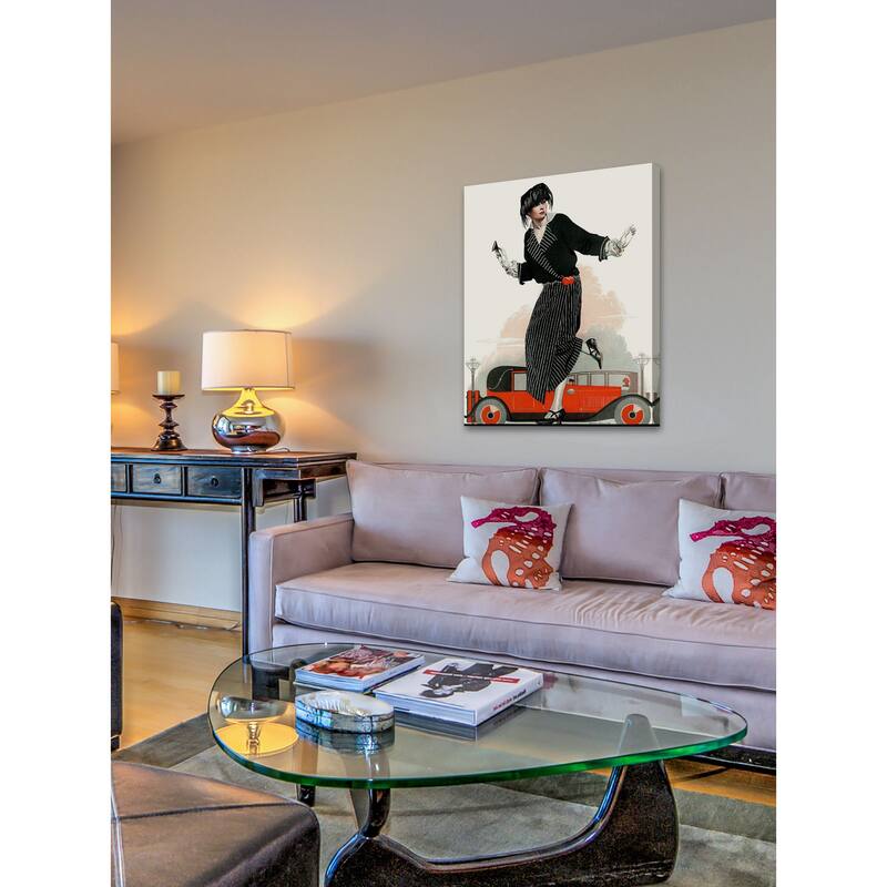 Marmont Hill - "Flapper and Roadster" by Coles Phillips Painting Print on Canvas - Multi-Color