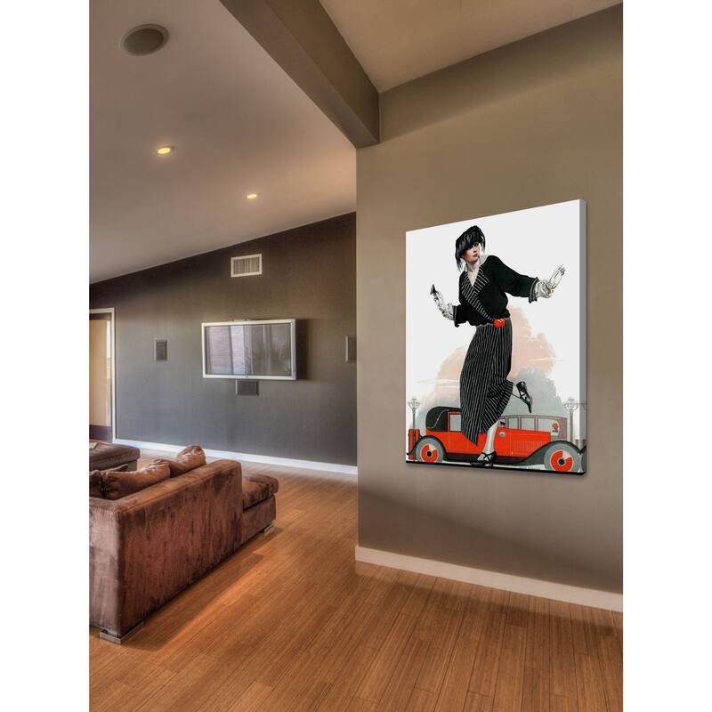 Marmont Hill - "Flapper and Roadster" by Coles Phillips Painting Print on Canvas - Multi-Color