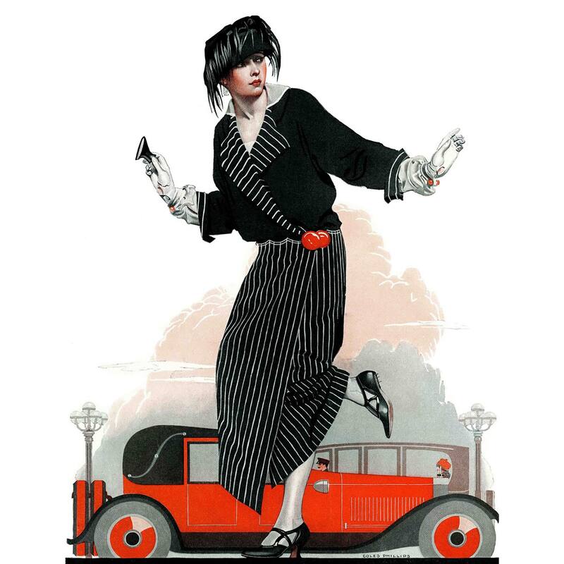 Marmont Hill - "Flapper and Roadster" by Coles Phillips Painting Print on Canvas - Multi-Color