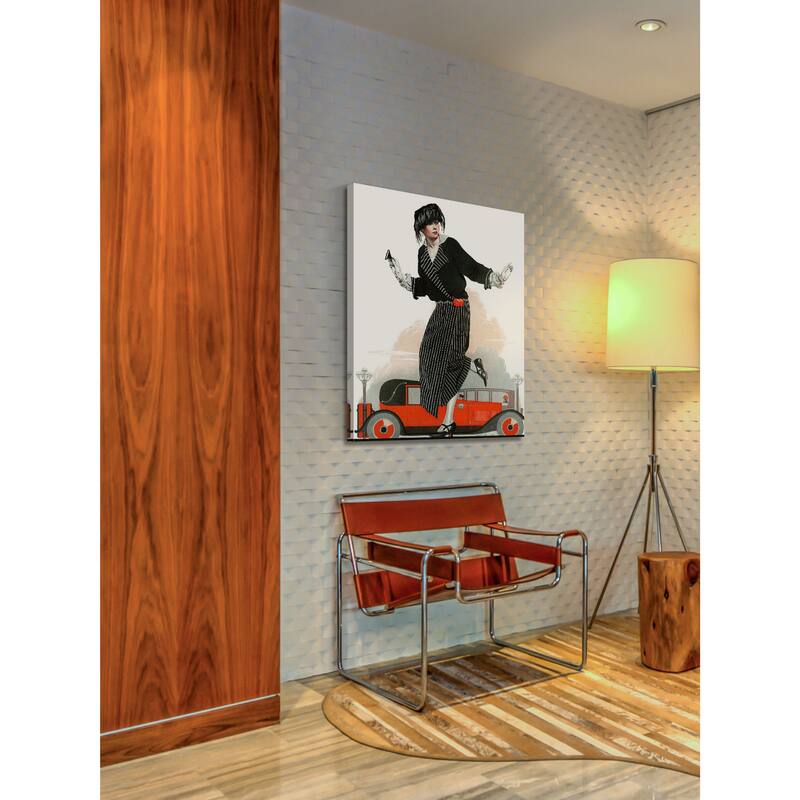 Marmont Hill - "Flapper and Roadster" by Coles Phillips Painting Print on Canvas - Multi-Color