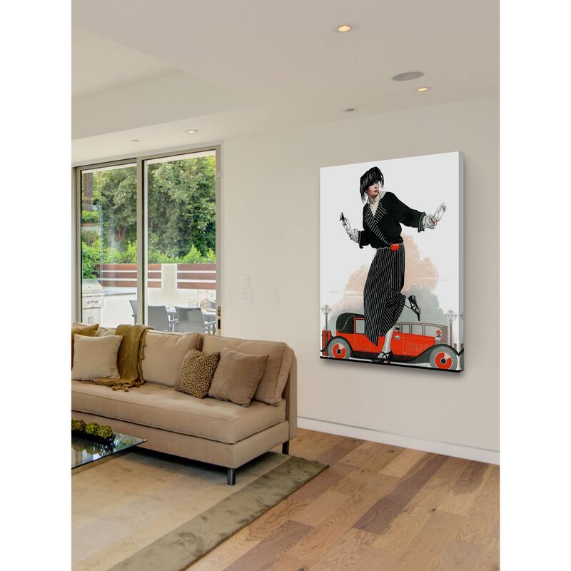 Marmont Hill - "Flapper and Roadster" by Coles Phillips Painting Print on Canvas - Multi-Color