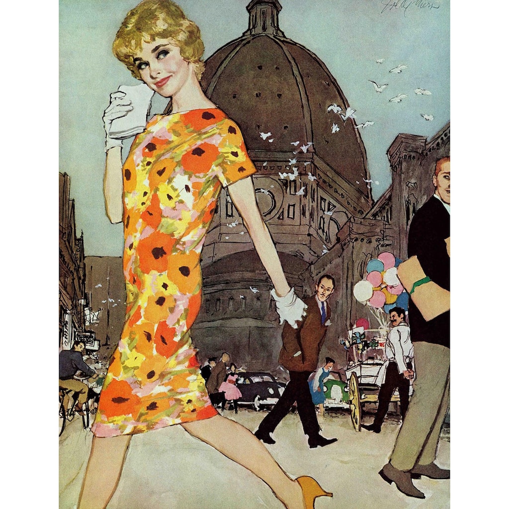 Marmont Hill - "The Stranded Blonde" by Joe de Mers Painting Print on Canvas - Multi-Color