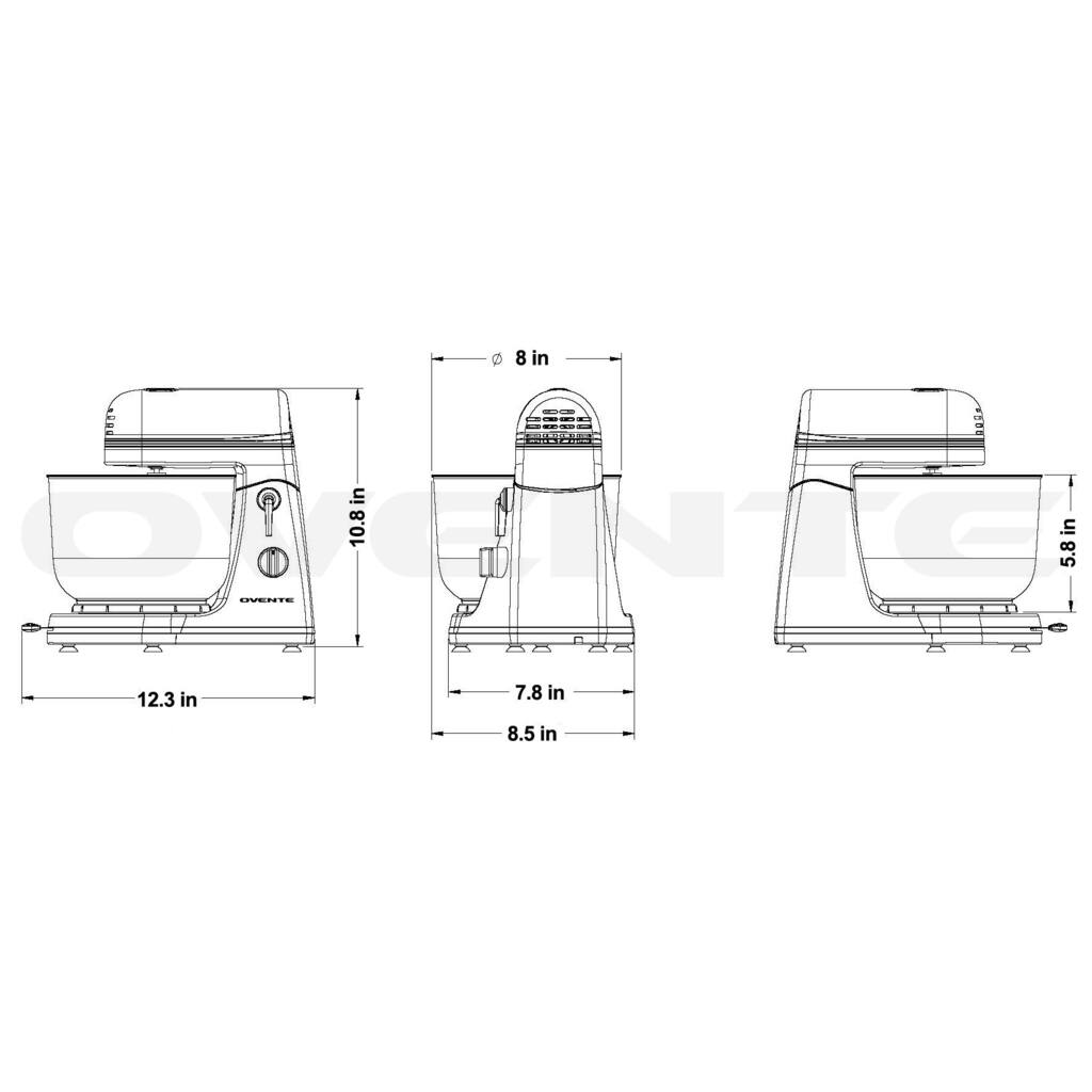 Ovente Professional Stand Mixer with 6 Precision Speed Control