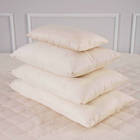 All Organic Cotton Cover and Wool-Filled Pillow - White