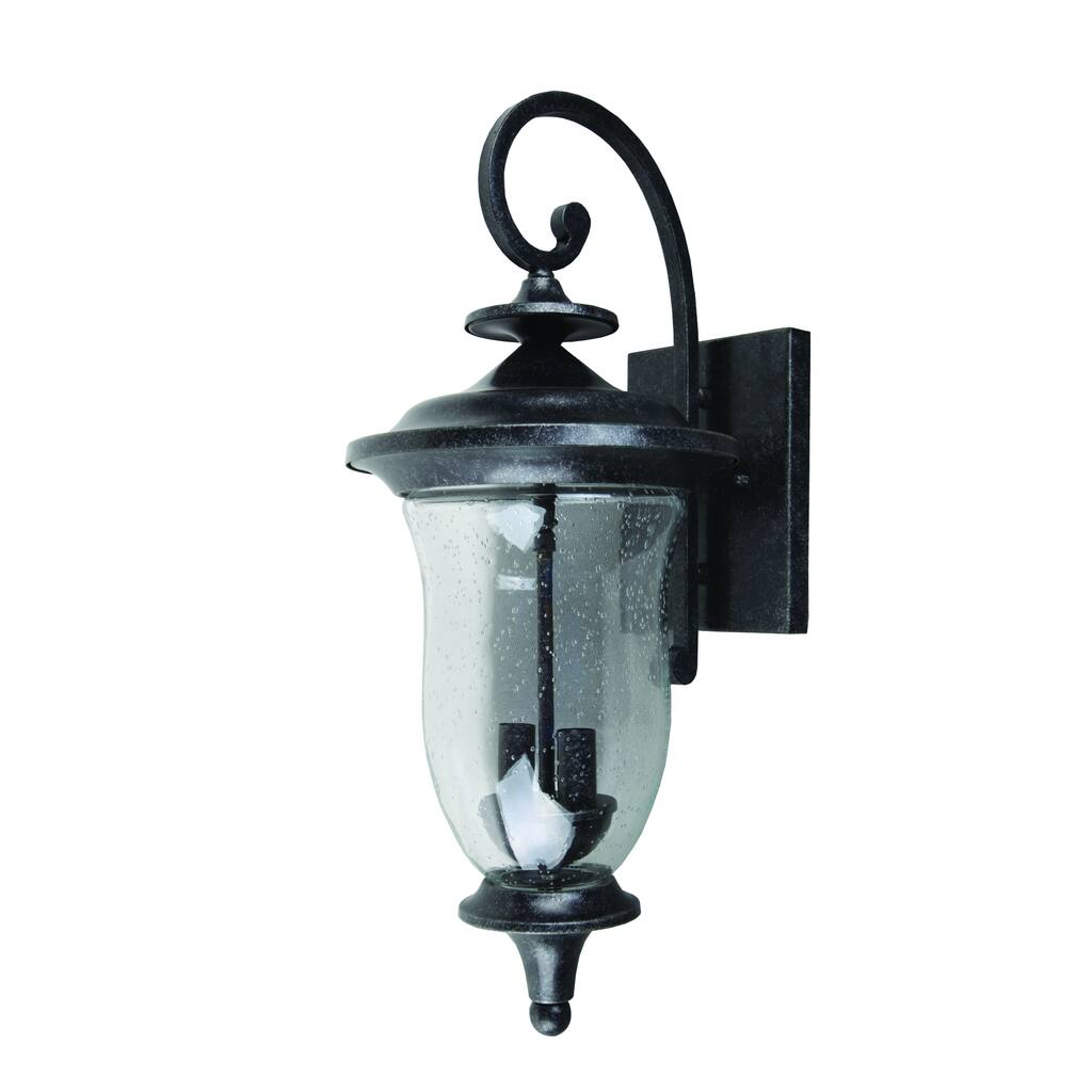 Yosemite Home Decor Clear Glass Shade Black 2-light Outdoor Wall Fixture