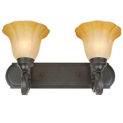 Yosemite Home Decor Colored Glass Shade Bronze Uplight 2-light Vanity