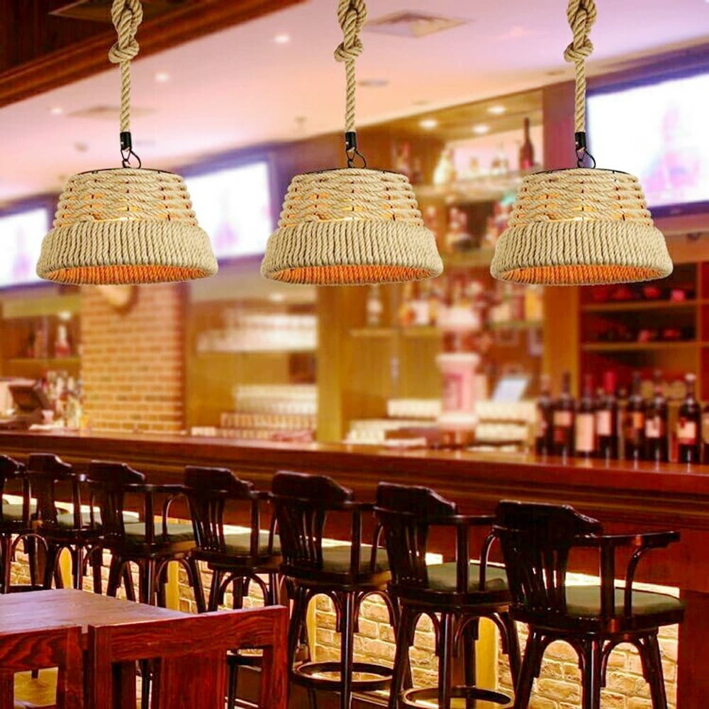 Sapphira 1-light Hemp Rope 16-inch Edison Chandelier with Bulb (Hemp Rope 16-inch Edison Chandelier) - Chandeliers For Bedrooms by Overstock.com