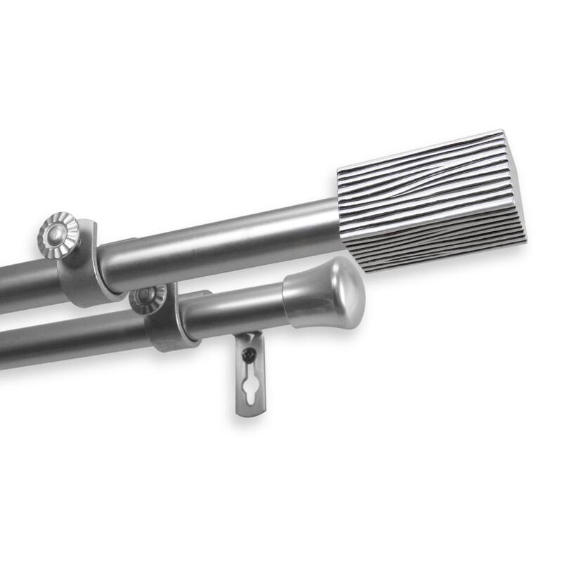 InStyleDesign Birch Adjustable Double Curtain Rod - 28 to 48 inches - satin nickel