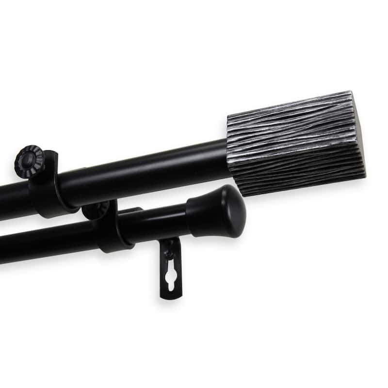 InStyleDesign Birch Adjustable Double Curtain Rod - 28 to 48 inches - Black