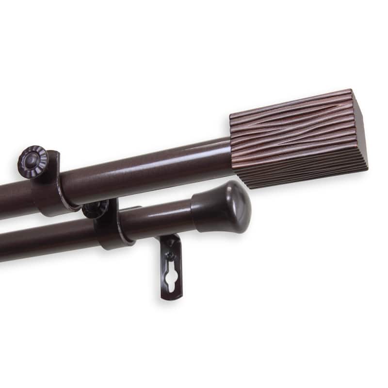 InStyleDesign Birch Adjustable Double Curtain Rod - 28 to 48 inches - Cocoa