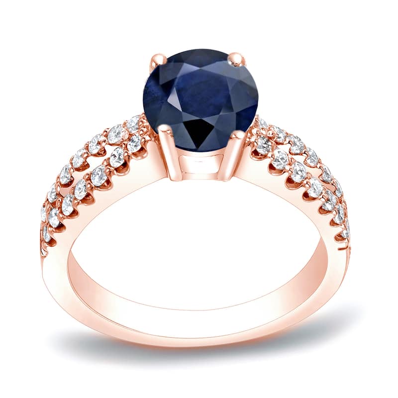 Auriya Modern Split Shank 3/5ct Sapphire and 2/5ct TDW Diamond Engagement Ring 14K Gold