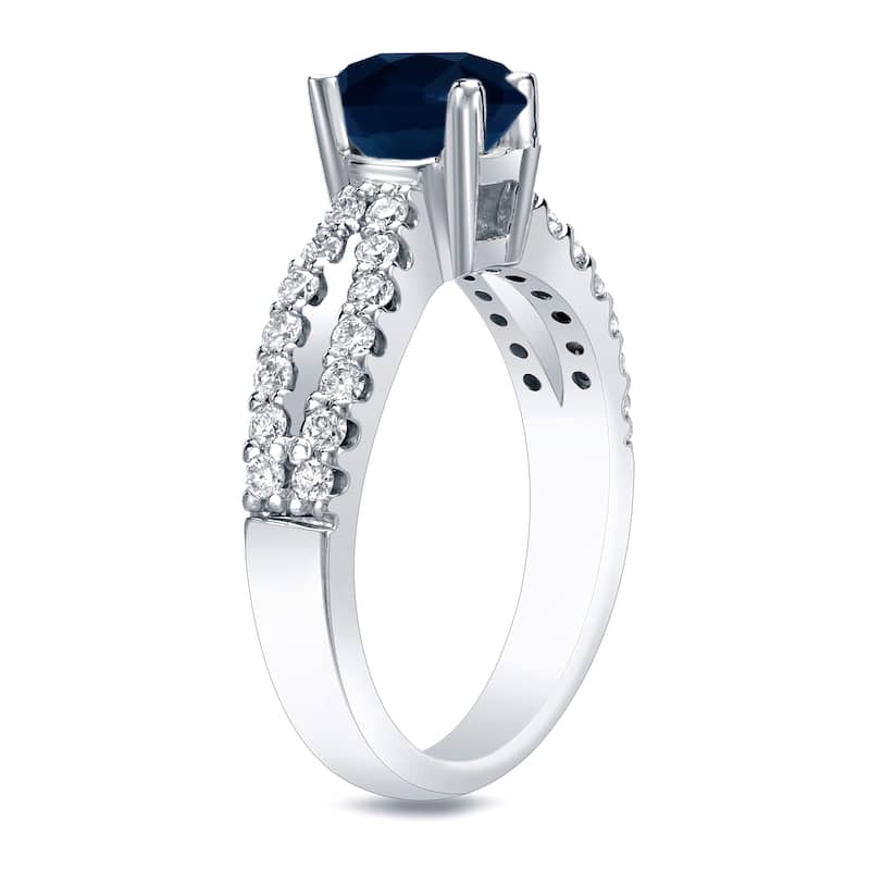 Auriya Modern Split Shank 3/5ct Sapphire and 2/5ct TDW Diamond Engagement Ring 14K Gold