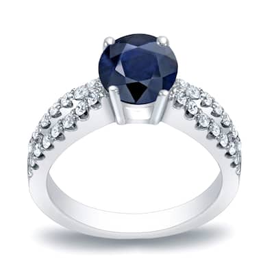Auriya Modern Split Shank 3/5ct Sapphire and 2/5ct TDW Diamond Engagement Ring 14K Gold