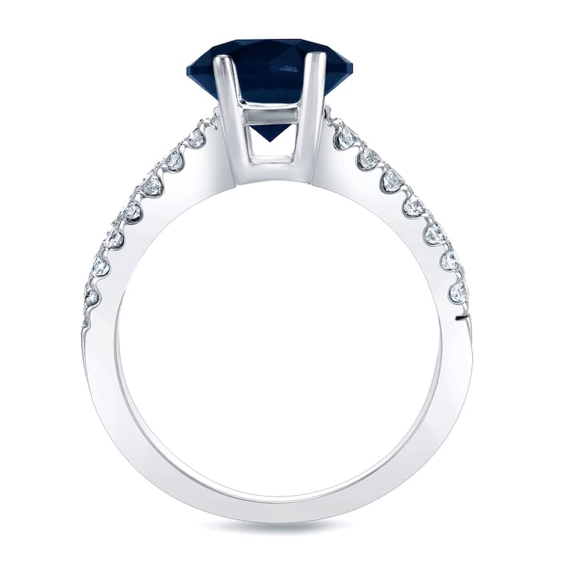 Auriya Modern Split Shank 3/5ct Sapphire and 2/5ct TDW Diamond Engagement Ring 14K Gold