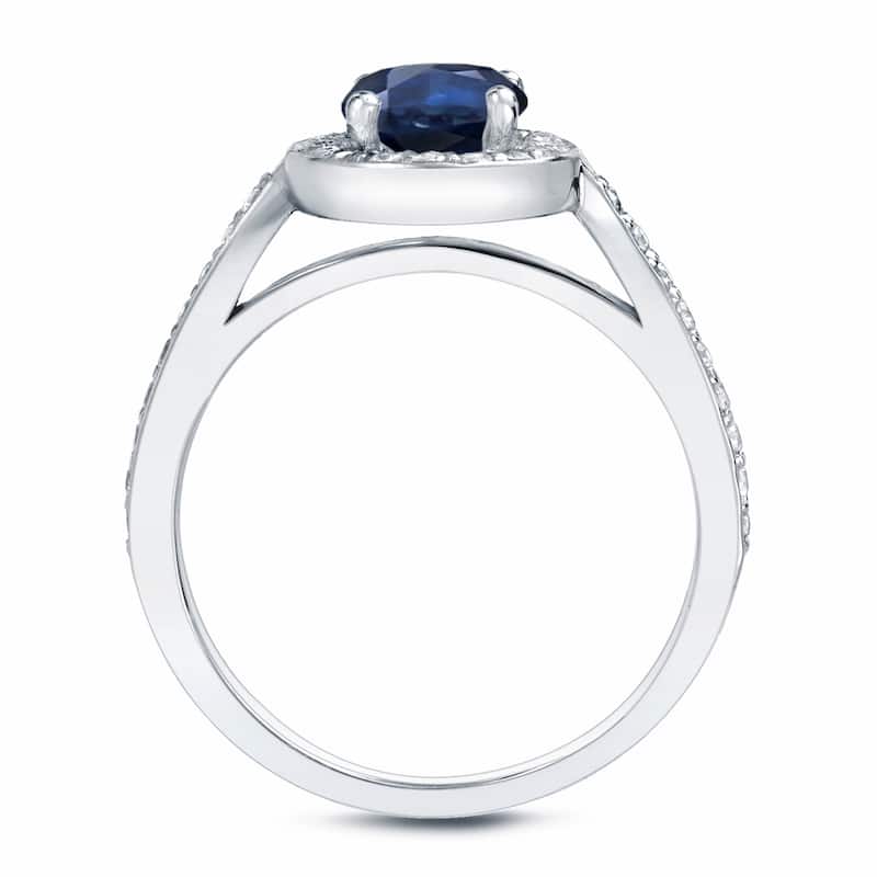 Auriya 14k Gold 3/4ct Blue Sapphire Halo Diamond Engagement Ring 1/3cttw