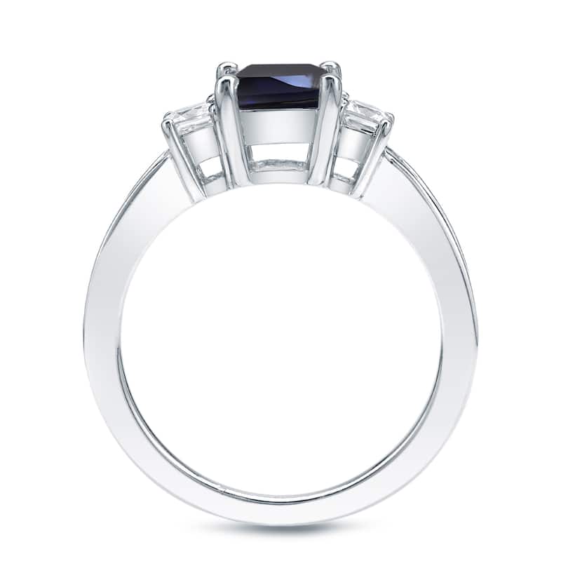 Auriya 14k Gold 3/4ct Princess-cut Sapphire 3-Stone Diamond Engagement Ring 3/4ctw