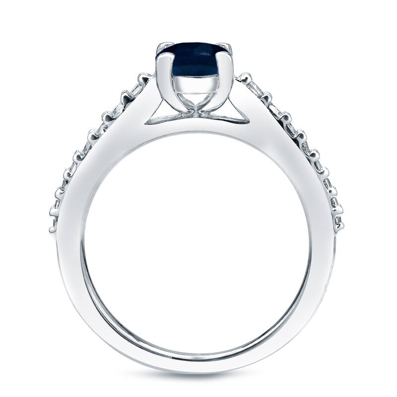Auriya Round 1/2ct Blue Sapphire and 1/2ct TW Diamond Engagement Ring 14K Gold