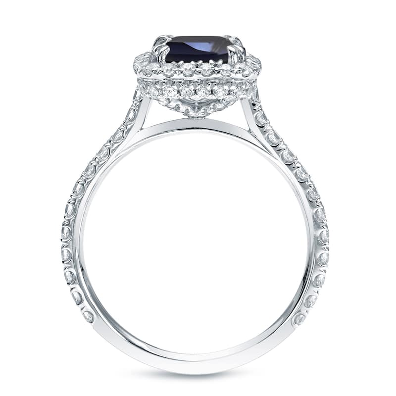 Auriya 14k Gold 3/4ct Cushion-cut Blue Sapphire and Diamond Halo Engagement Ring 3/4cttw (H-I, SI1-SI2)