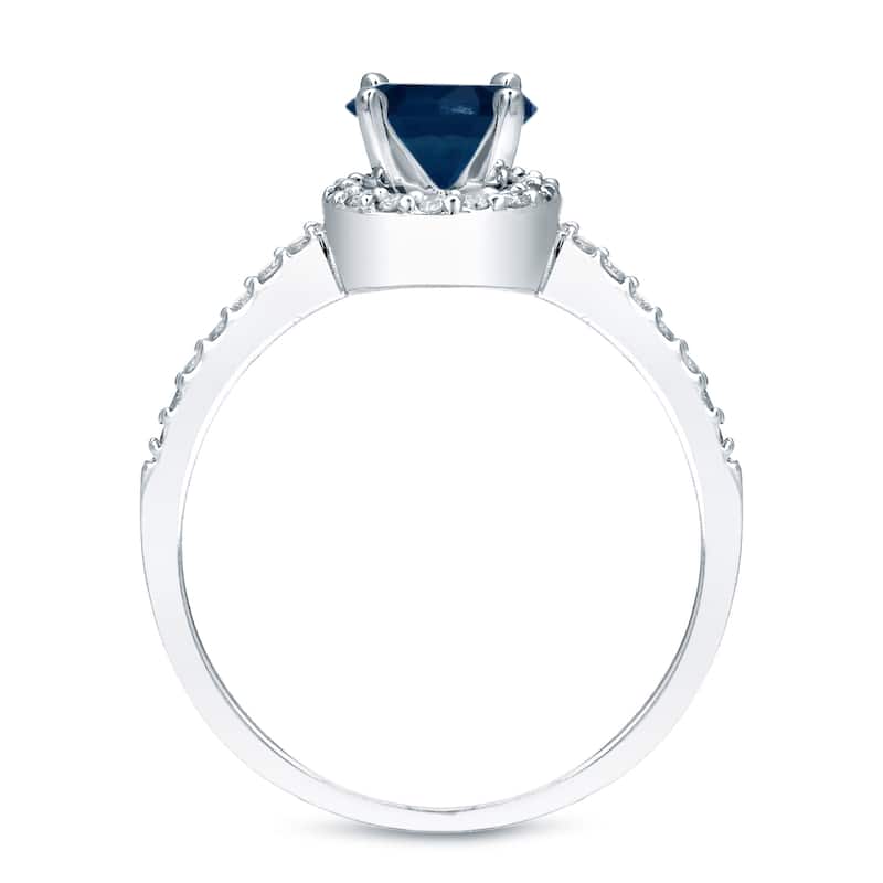 Auriya 14k Gold 3/5ct Sapphire and 2/5ctw Halo Diamond Engagement Ring Set