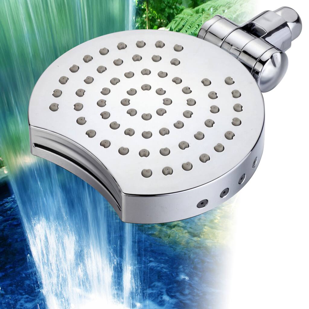 HotelSpa Hydro-Flip 6-inch Multi-directional 4-Setting Rainfall Showerhead with Cascading Waterfall - Silver