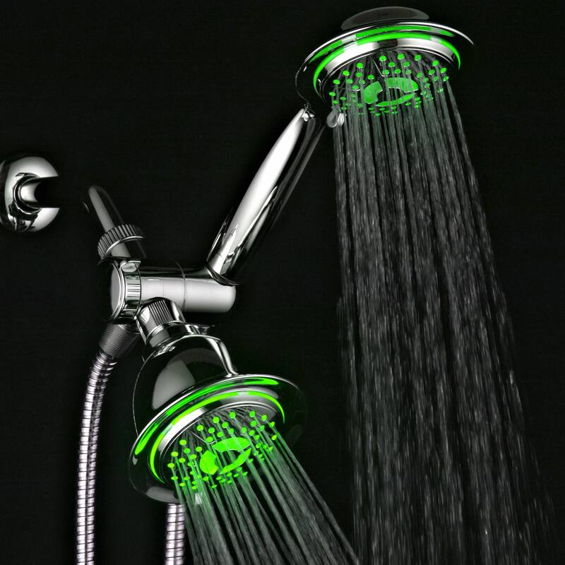 PowerSpa All-chrome 3-way LED Twin 7-color Shower System with Air Turbo Technology