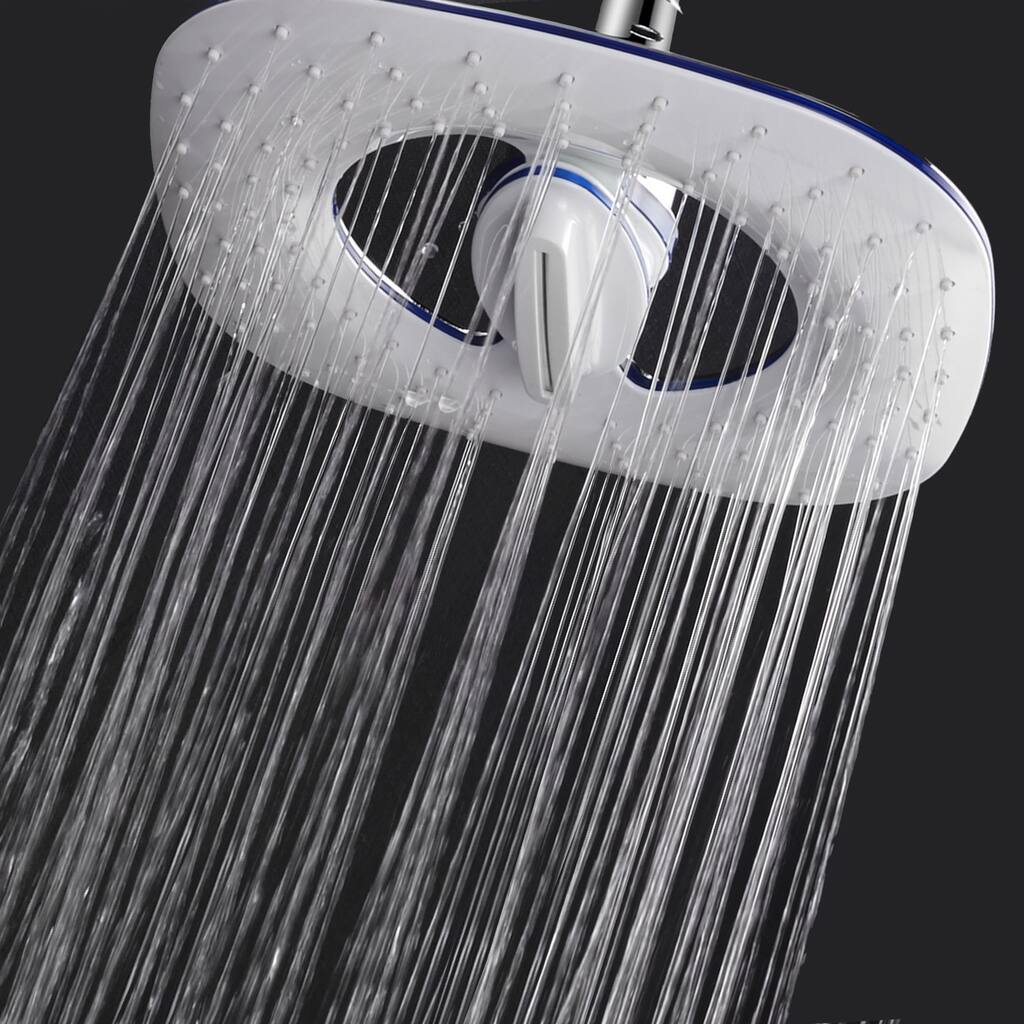 AquaDance Drencher 3-setting 8-inch Curved Square Rainfall Showerhead with Waterfall Mode