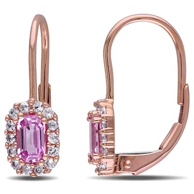 Miadora 10k Rose Gold Pink and White Sapphire Children's Earrings