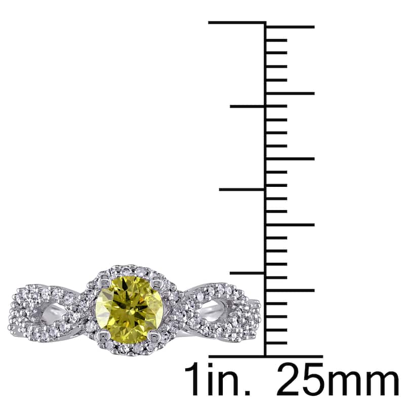 Miadora Signature Collection 10k White Gold 3/4ct TDW Yellow and White Diamond Ring