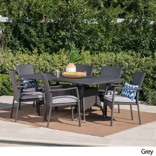 christopher knight home abbott outdoor 7 piece wicker dining set