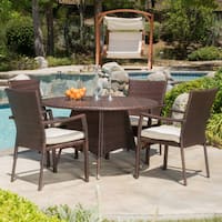 Palmers Outdoor 5-piece Wicker Dining Set with Cushions by Christopher Knight Home