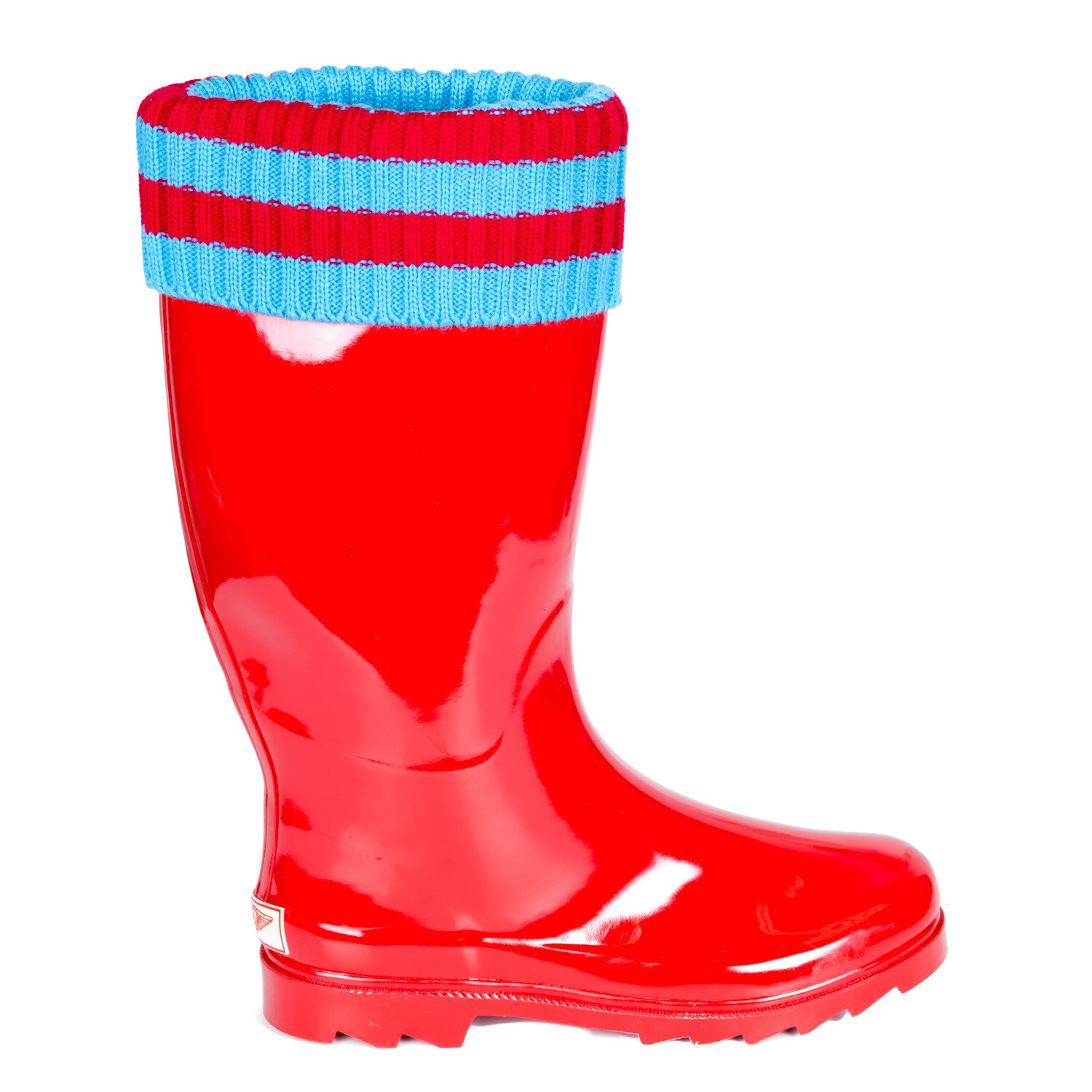 Download Women's Rubber Rain Boots - Tall Red with Red and Blue | eBay